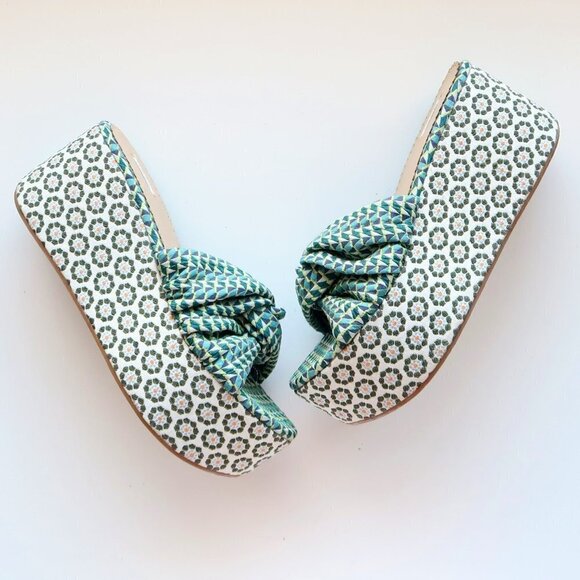 Leon Max Canvas Platform Wedge Slides Mule Sandals Statement Boho Summer Shoes - Picture 11 of 16